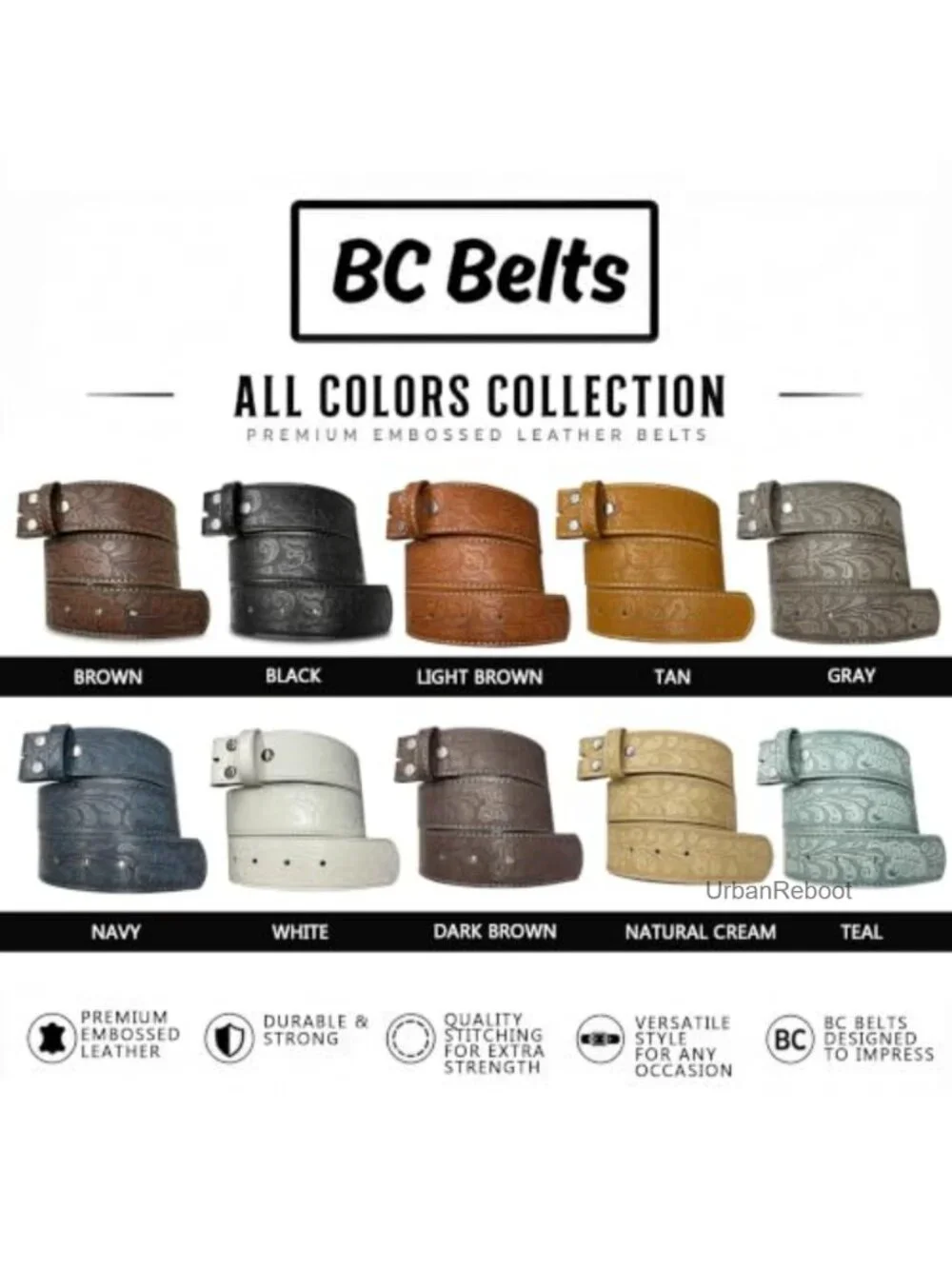Western Leather Belt Strap 1.5